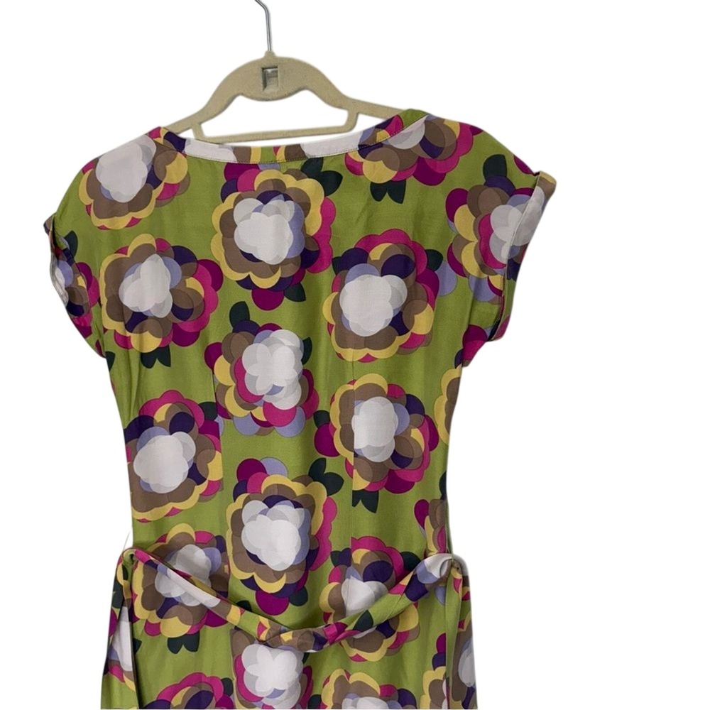 Boden Women's Floral Print 60's 70's Retro Silk Blend Dress Belted Size 2 - Picture 5 of 8